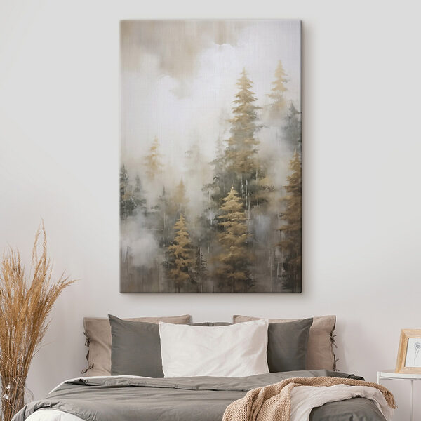Foggy forest with trees