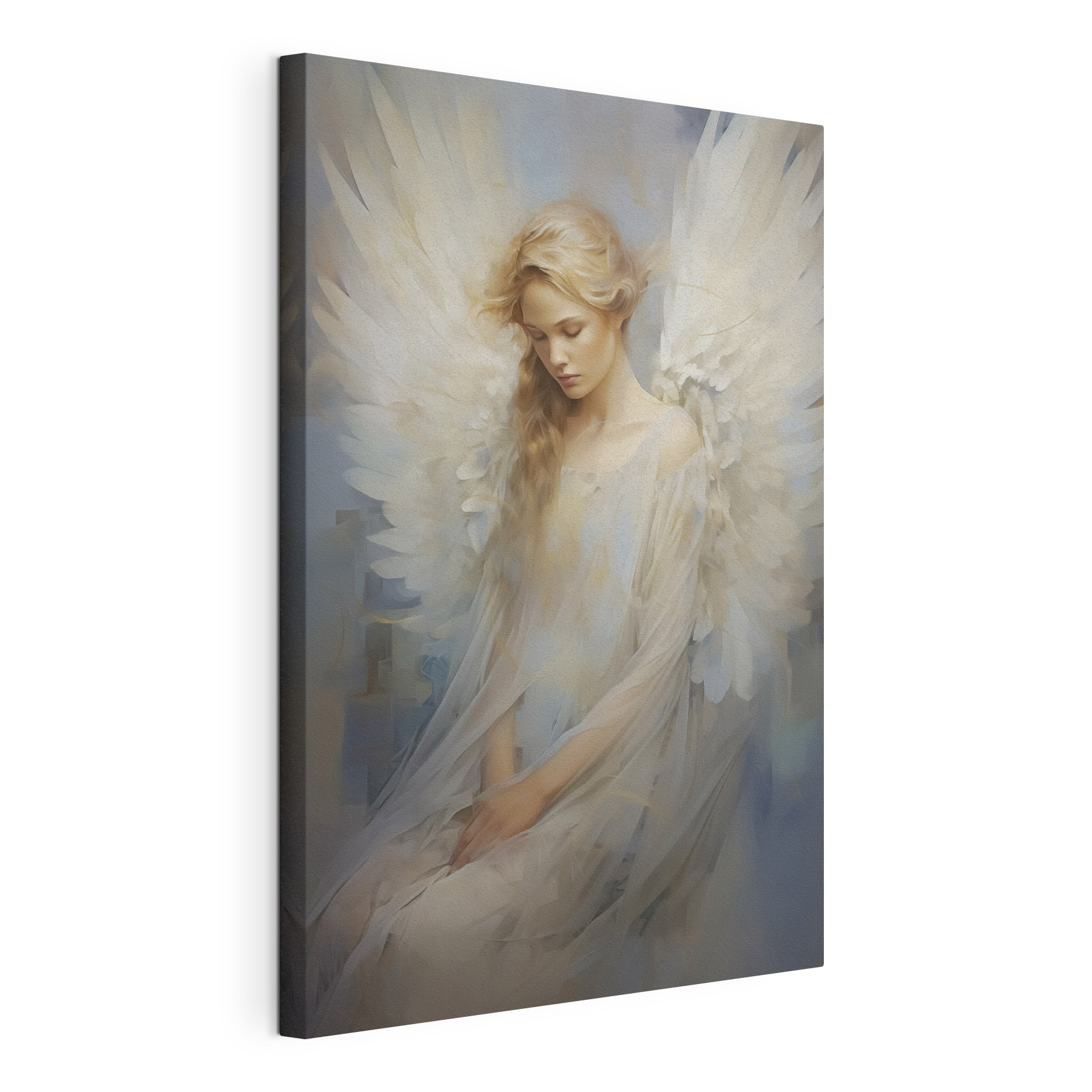 Woman in a white dress with wings Woman in a white dress with wings