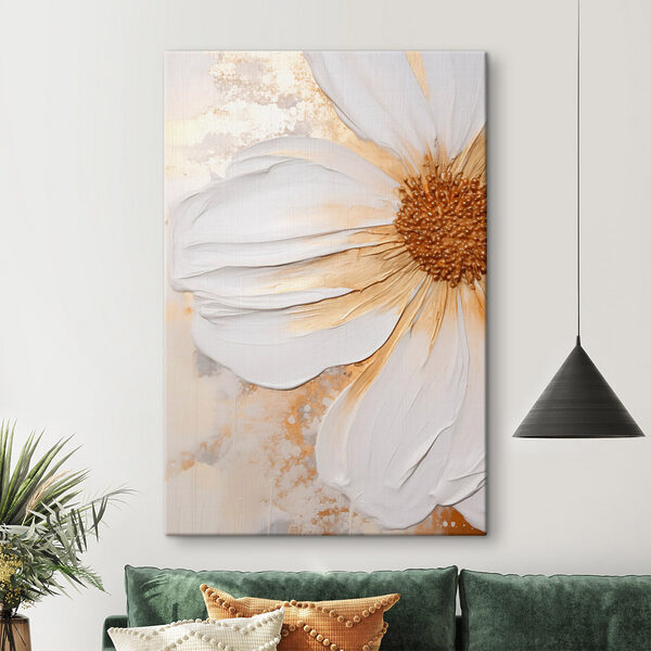 Large white flower with golden accents