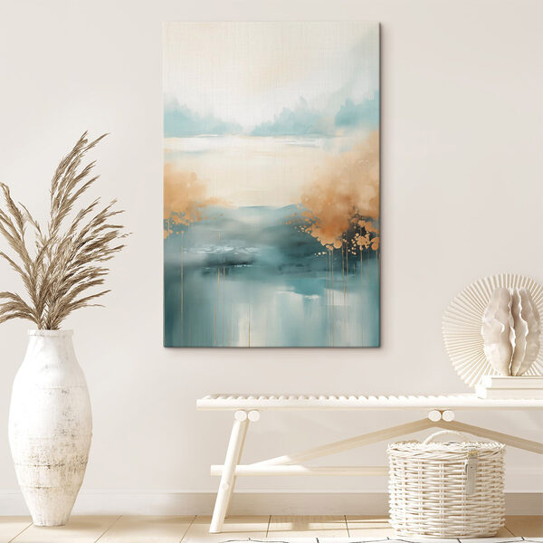Painting of a landscape with trees and water Painting of a landscape with trees and water