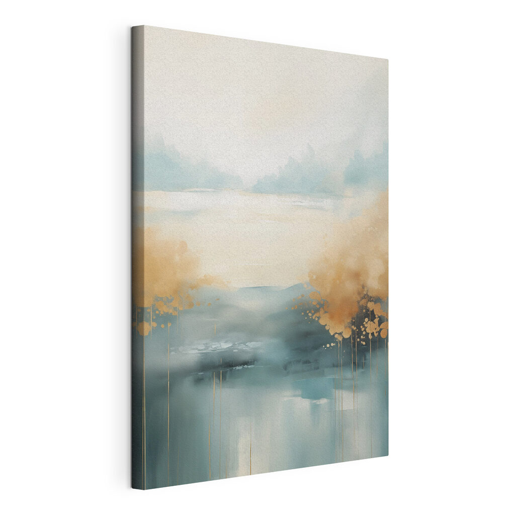 Painting of a landscape with trees and water Painting of a landscape with trees and water