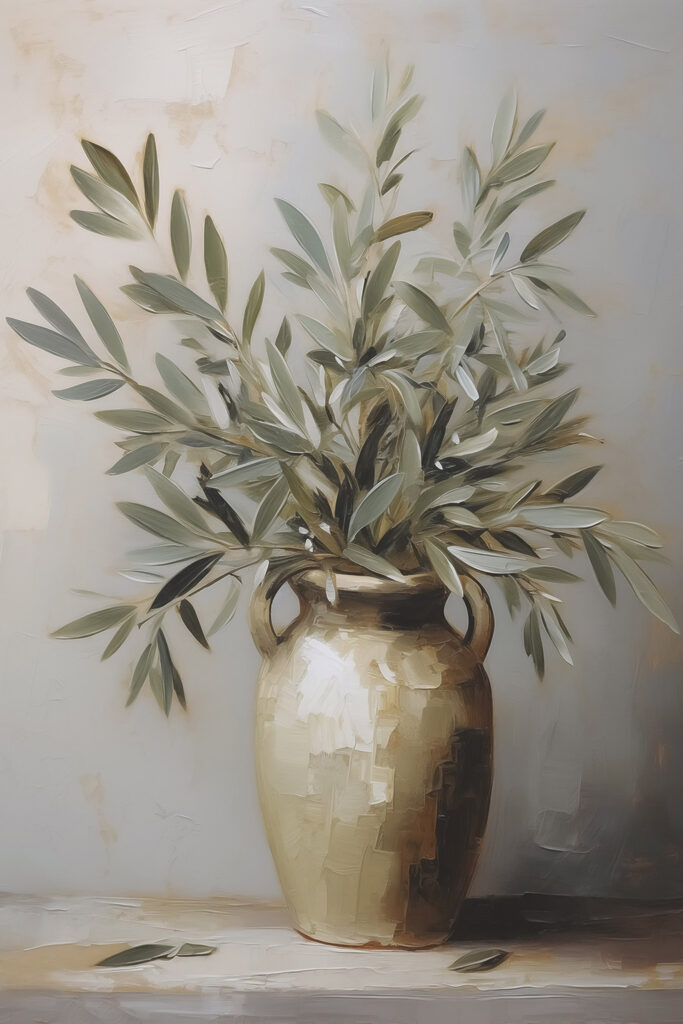 Painting of a plant in a vase Painting of a plant in a vase