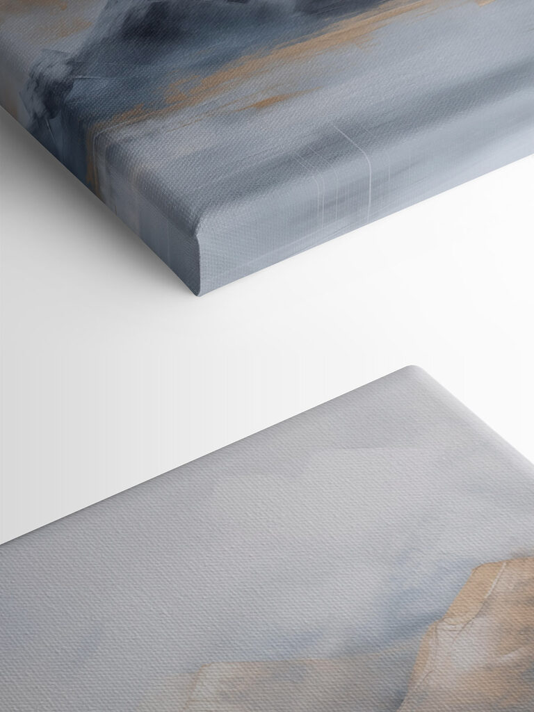Painting of mountains and fog