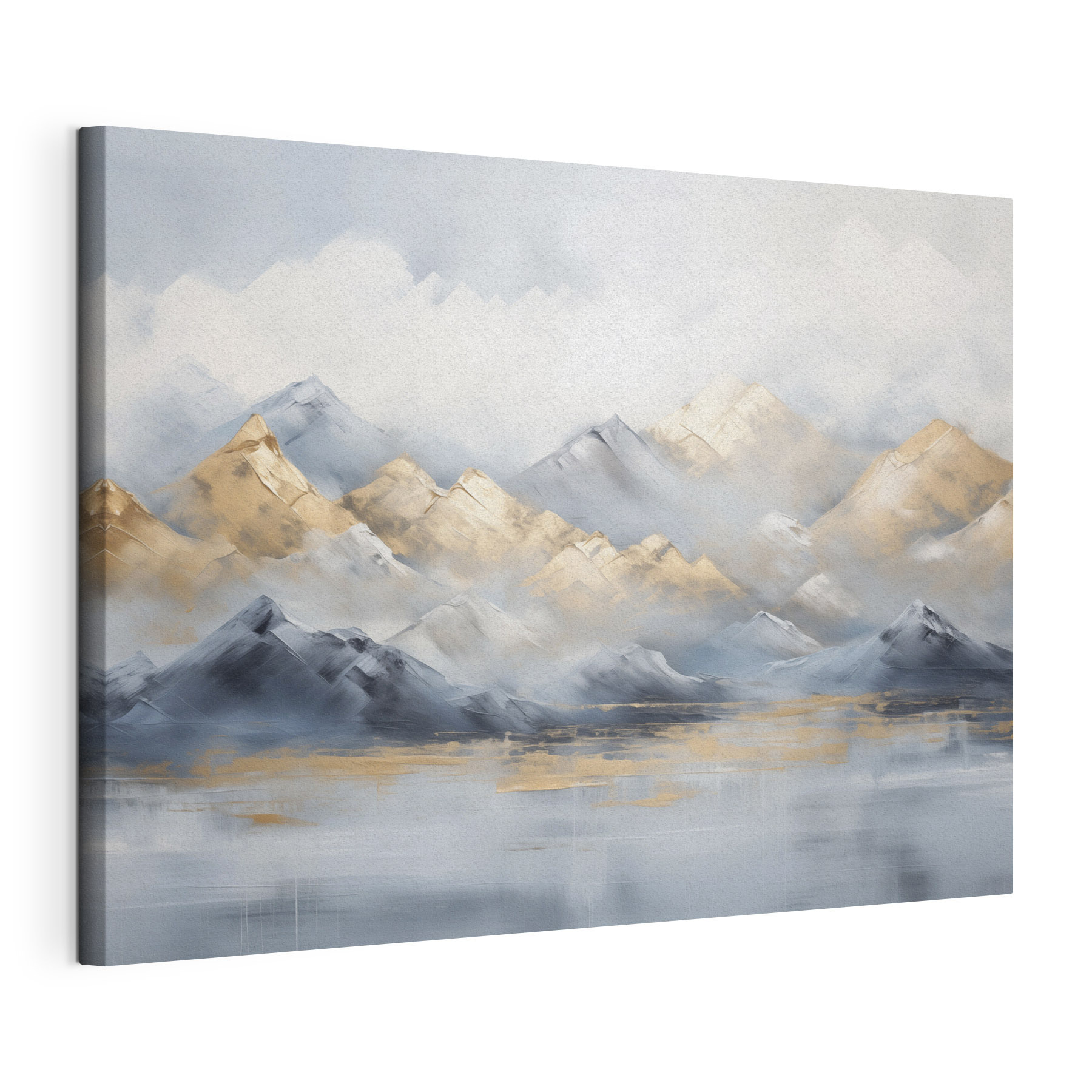 Painting of mountains and fog