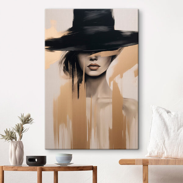 Painting of a woman with a black hat Painting of a woman with a black hat