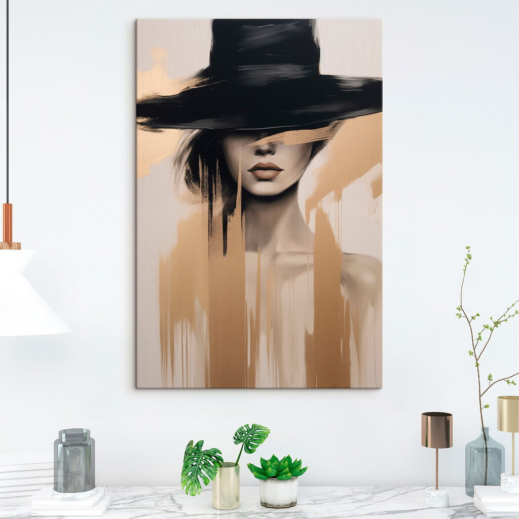 Painting of a woman with a black hat Painting of a woman with a black hat