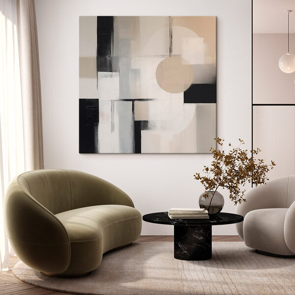 Painting of a circle and squares