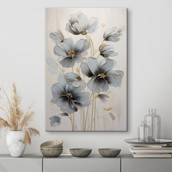 Painting of flowers on a white surface