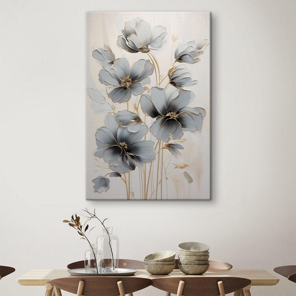 Painting of flowers on a white surface