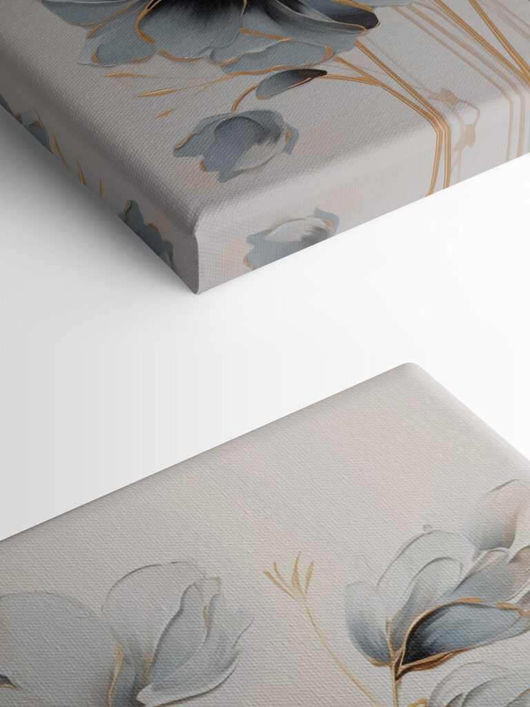 Painting of flowers on a white surface