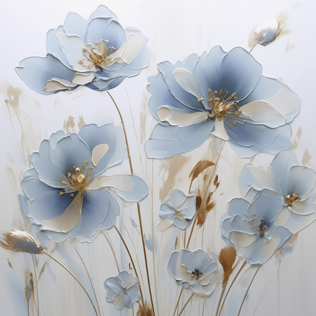 Painting of flowers on a white surface