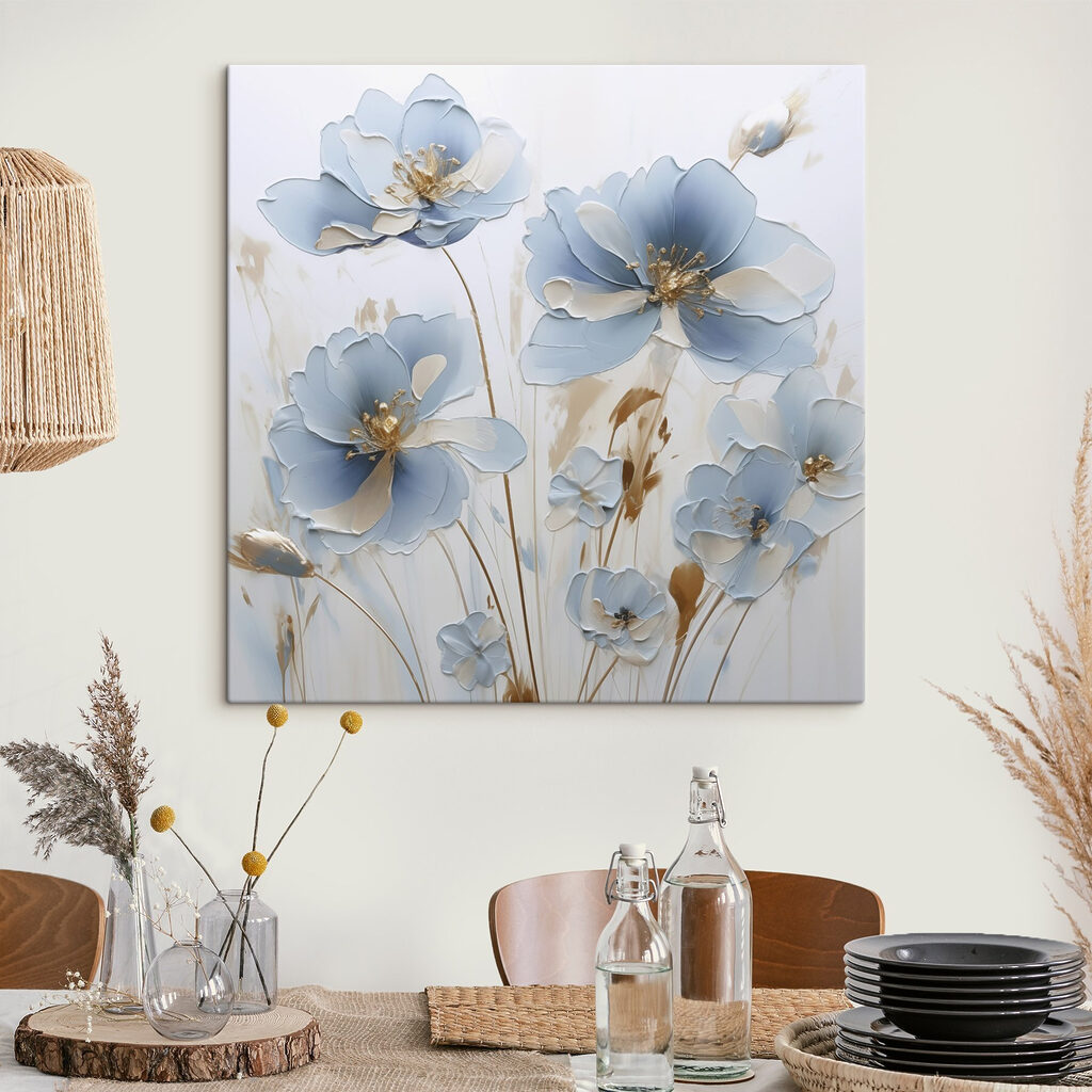 Painting of flowers on a white surface