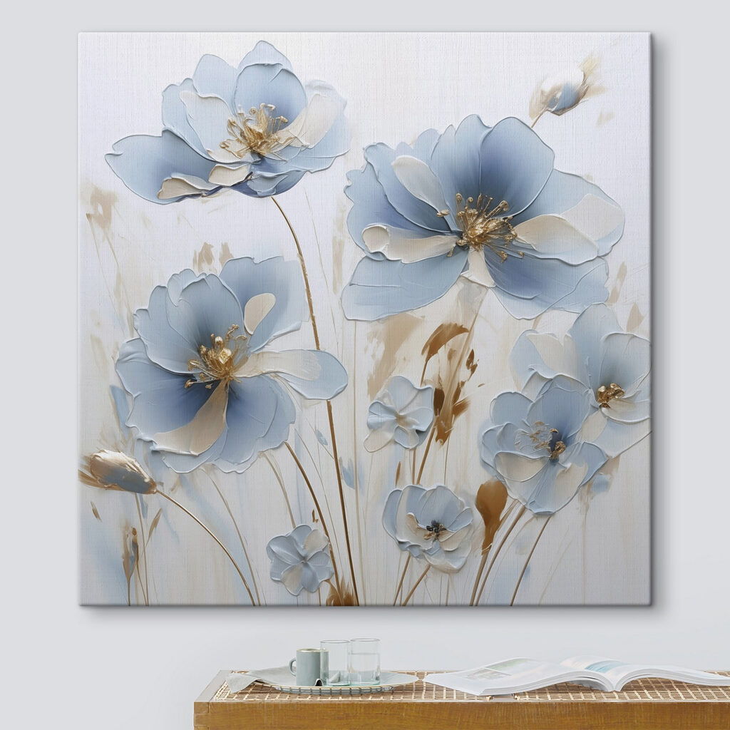 Painting of flowers on a white surface