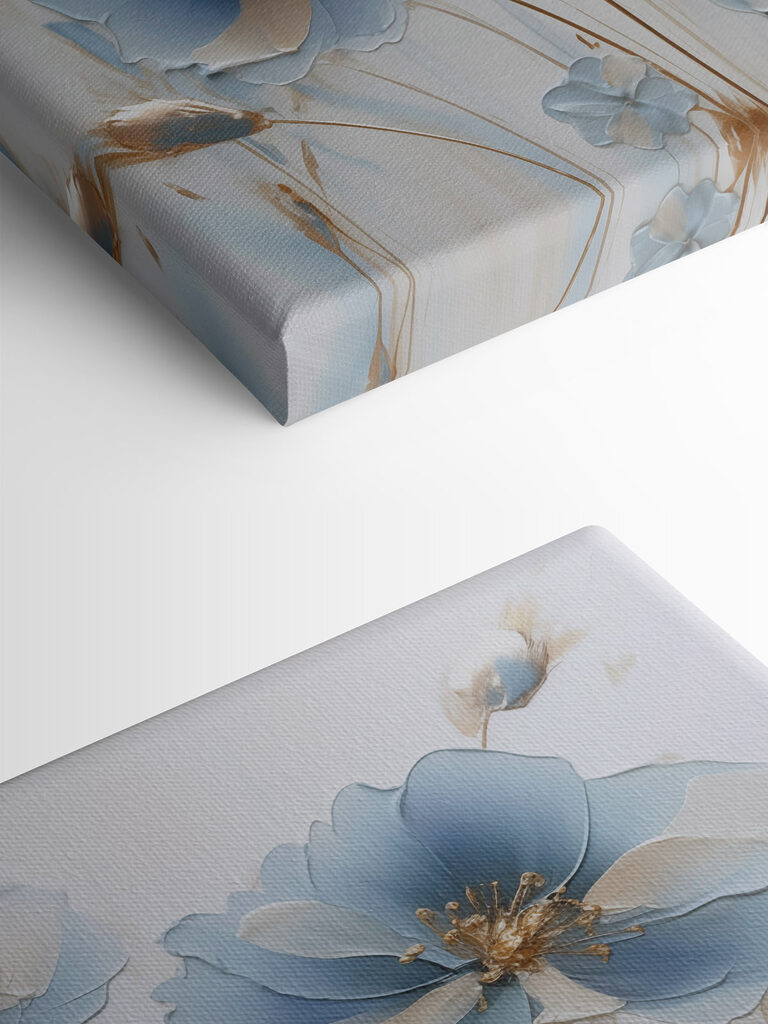 Painting of flowers on a white surface