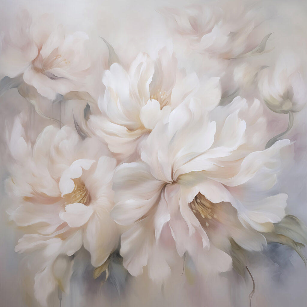 Painting of flowers on a white background