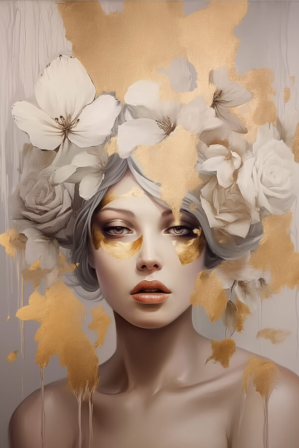 Painting of a woman with flowers in her hair
