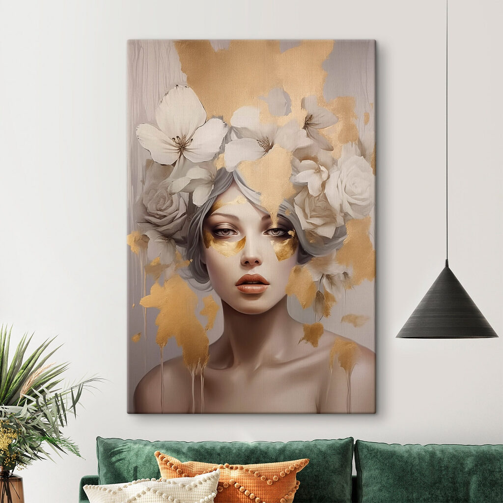 Painting of a woman with flowers in her hair