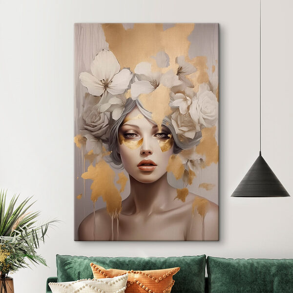 Painting of a woman with flowers in her hair