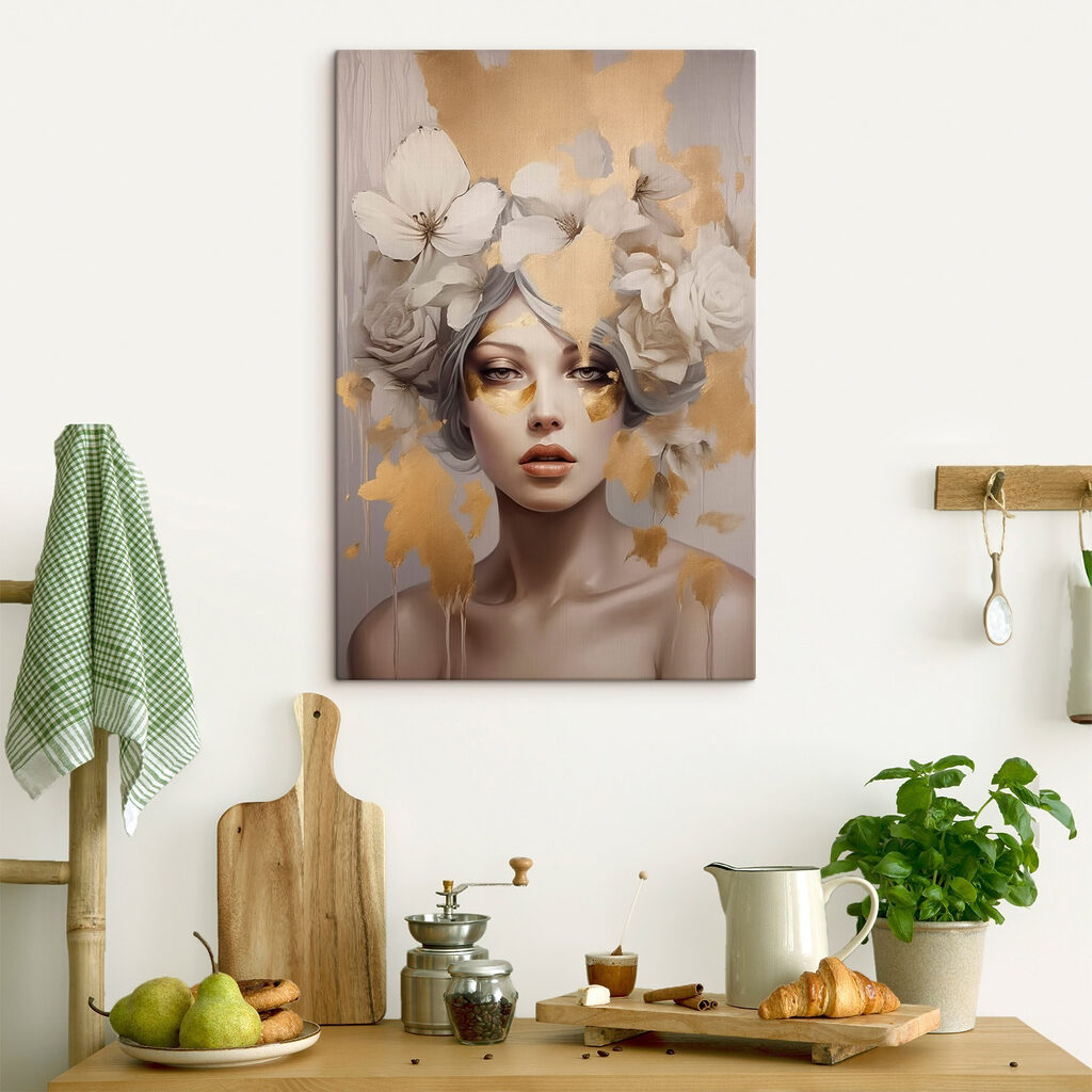 Painting of a woman with flowers in her hair