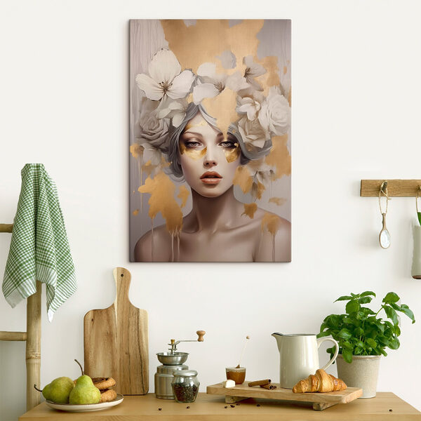 Painting of a woman with flowers in her hair