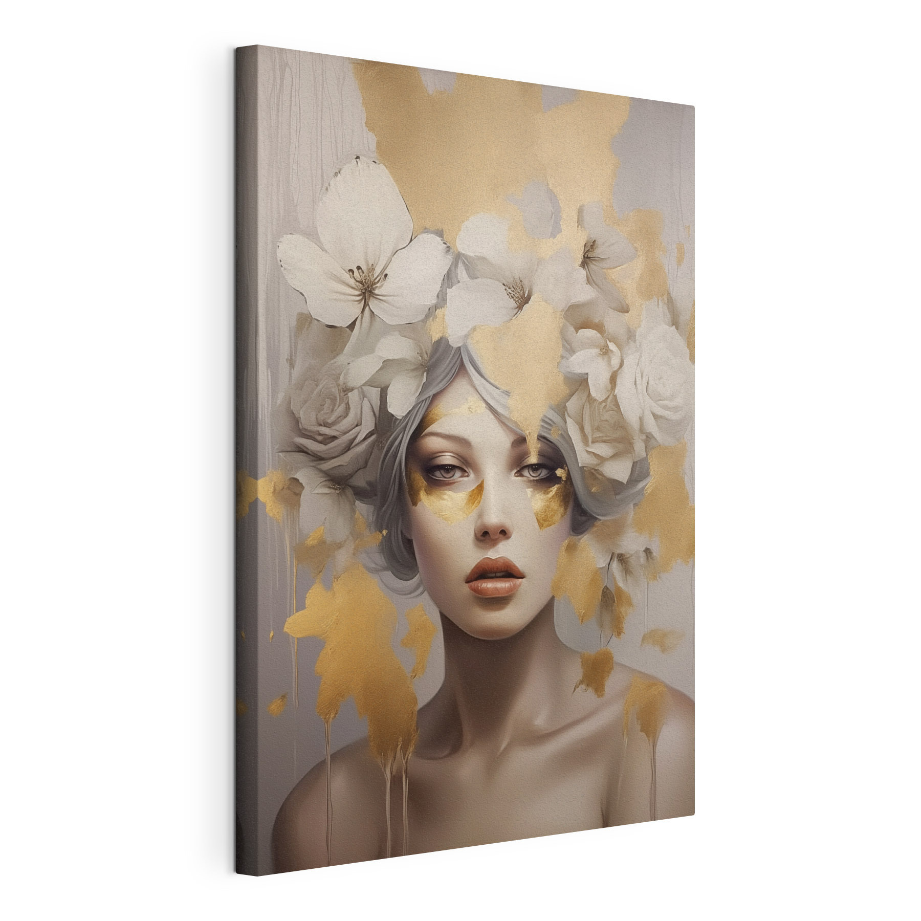 Painting of a woman with flowers in her hair