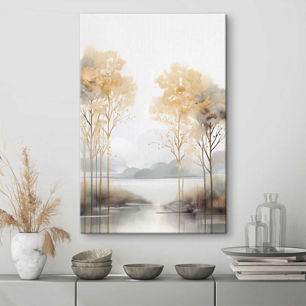 Painting of trees and water