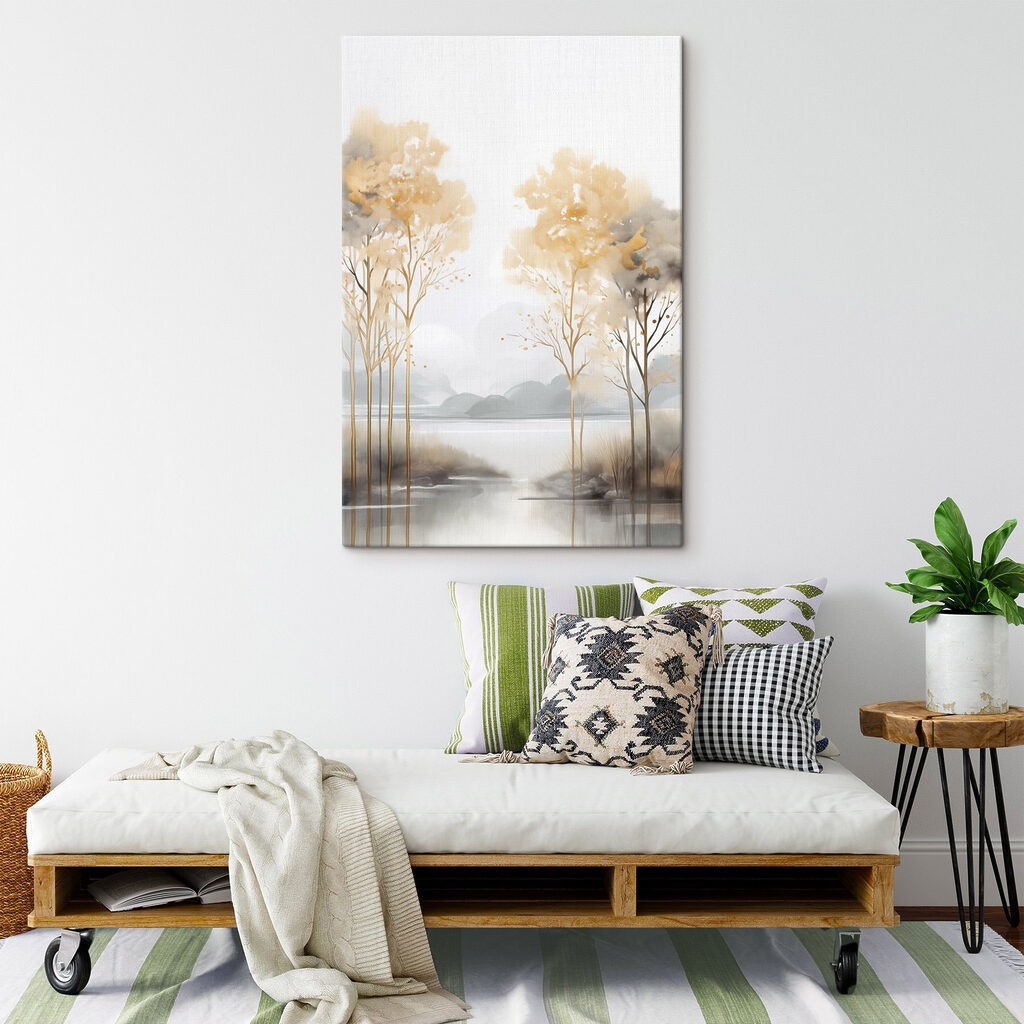 Painting of trees and water