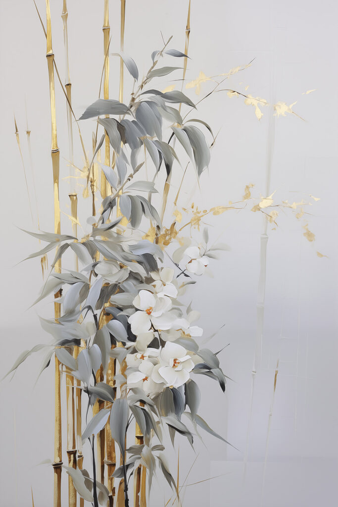 Painting of flowers and leaves