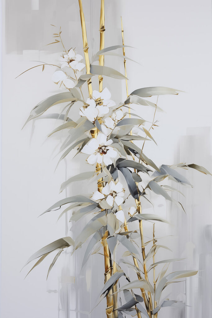 Painting of a plant with white flowers