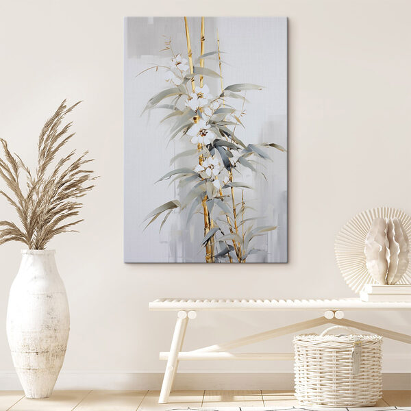Painting of a plant with white flowers