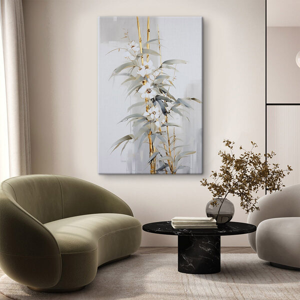 Painting of a plant with white flowers