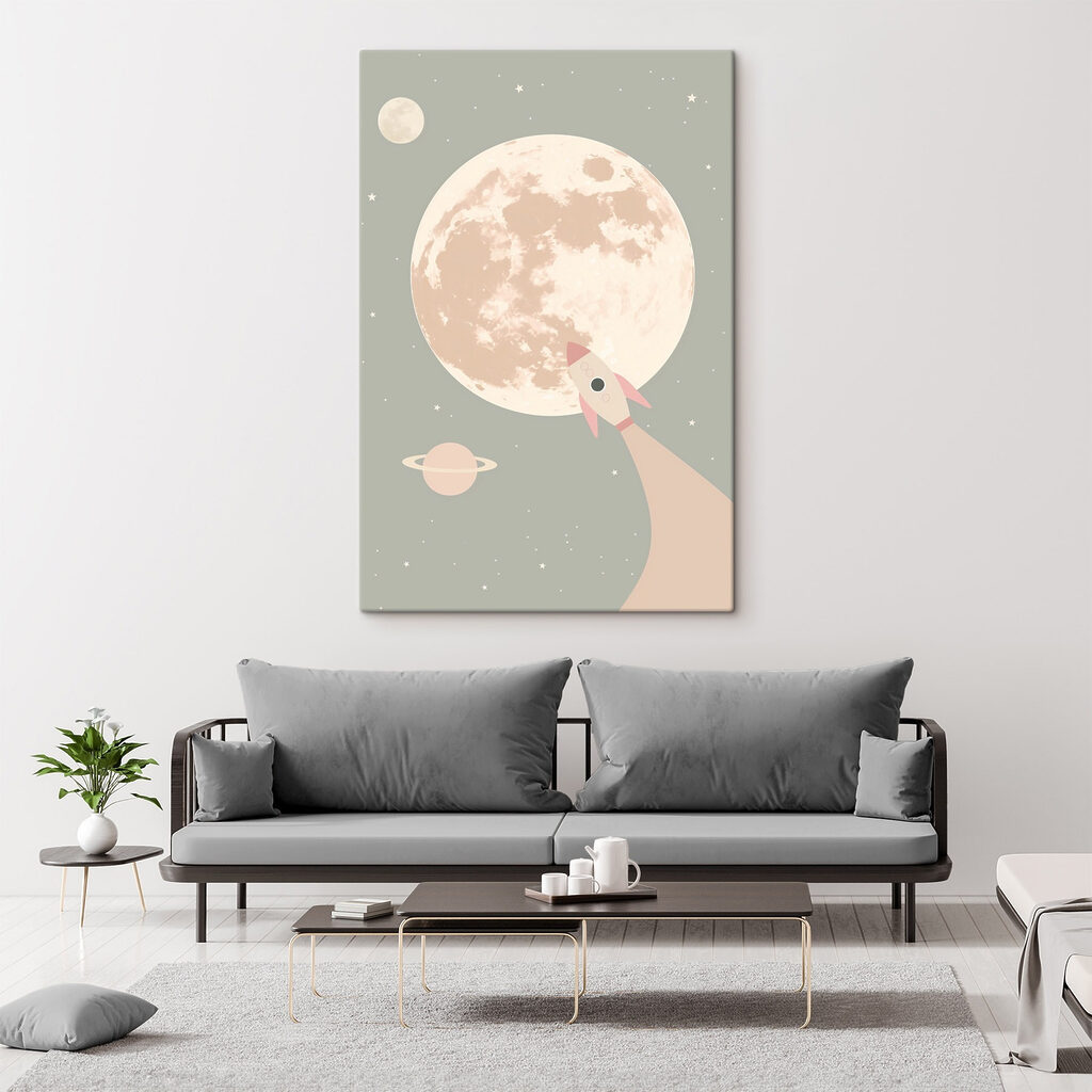 Rocket flying over the moon Rocket flying over the moon