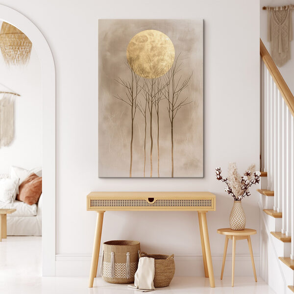 Group of trees with a large yellow moon