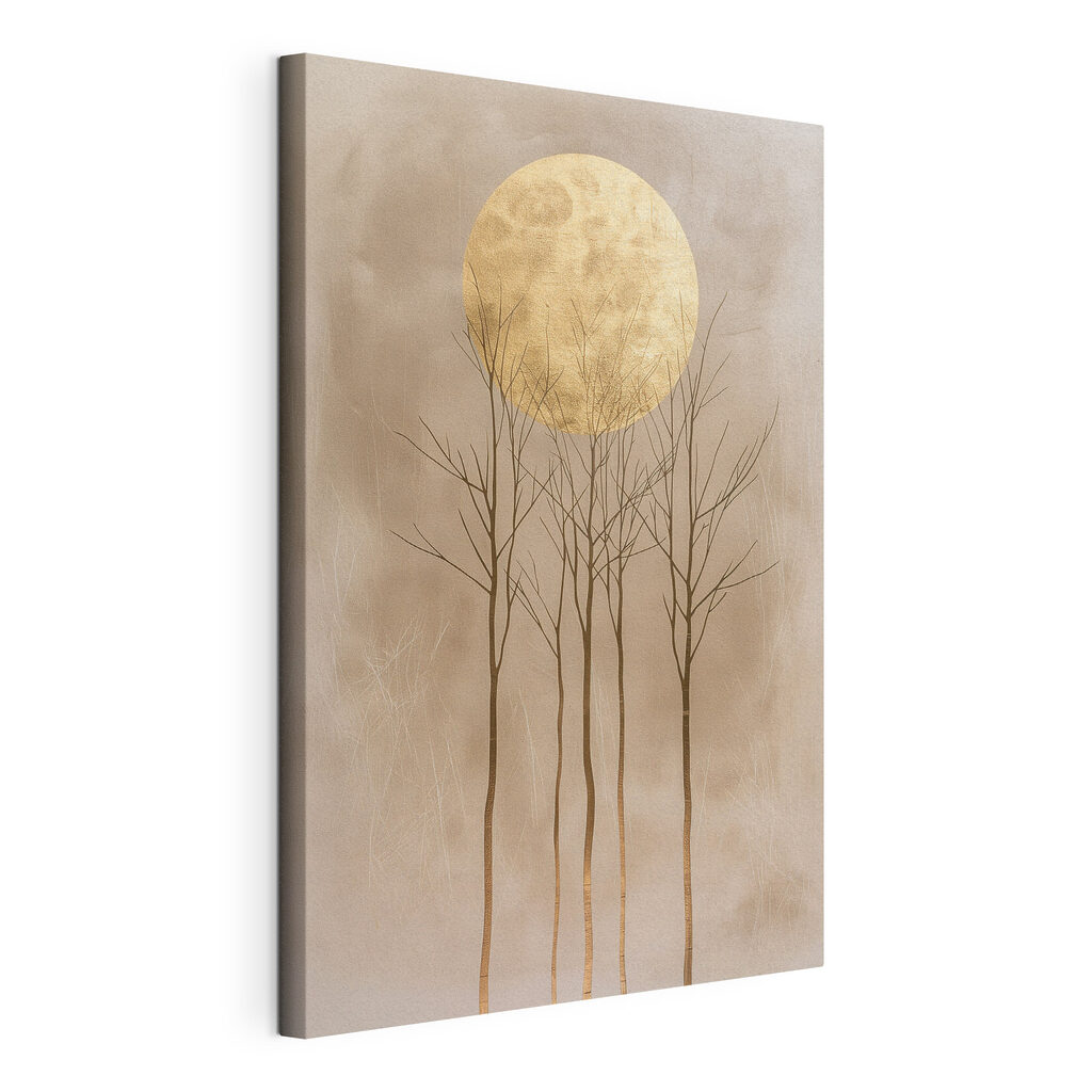 Group of trees with a large yellow moon
