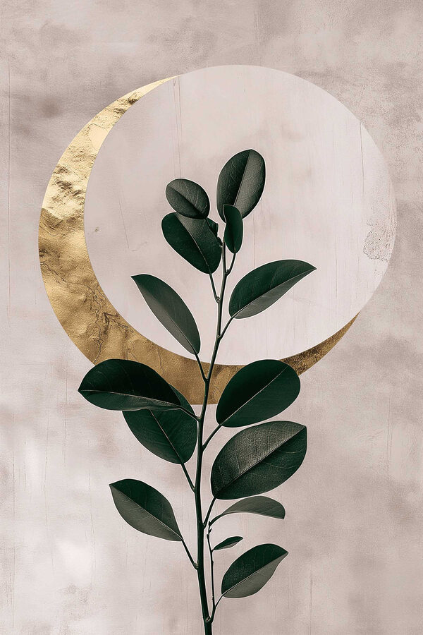 Plant with leaves and a moon Plant with leaves and a moon