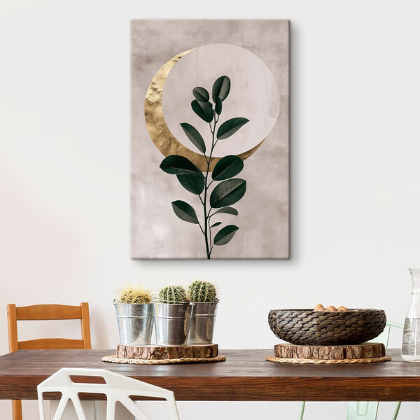 Plant with leaves and a moon Plant with leaves and a moon