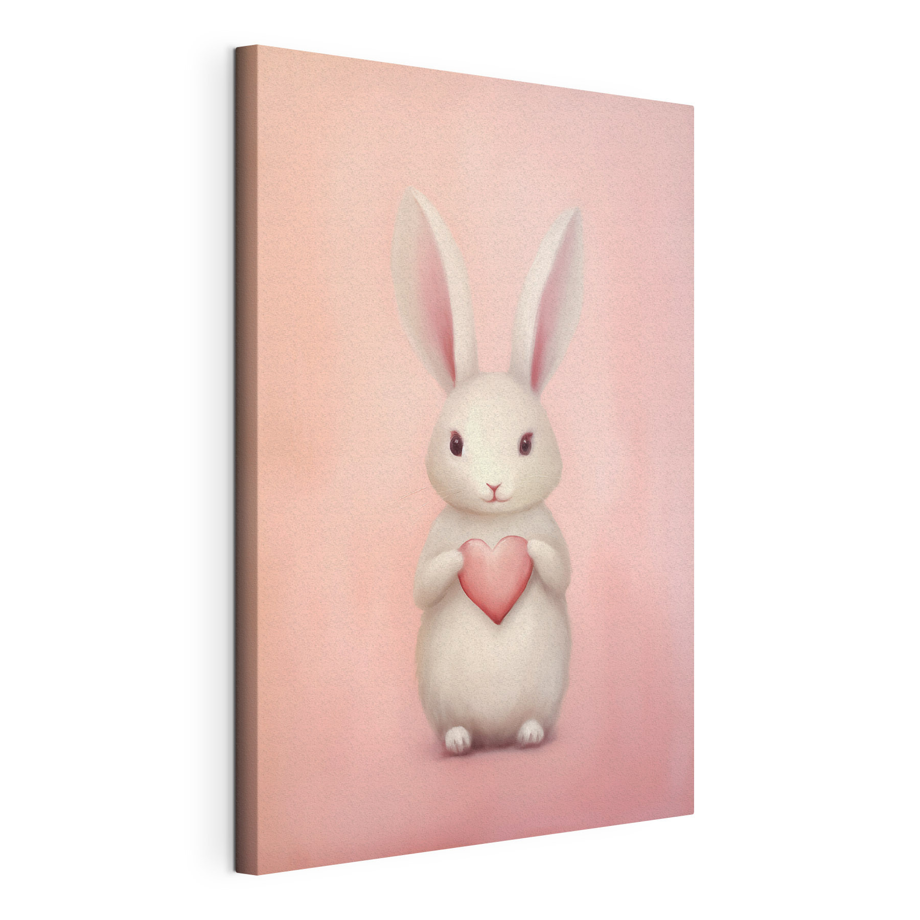 White rabbit holding a heart
