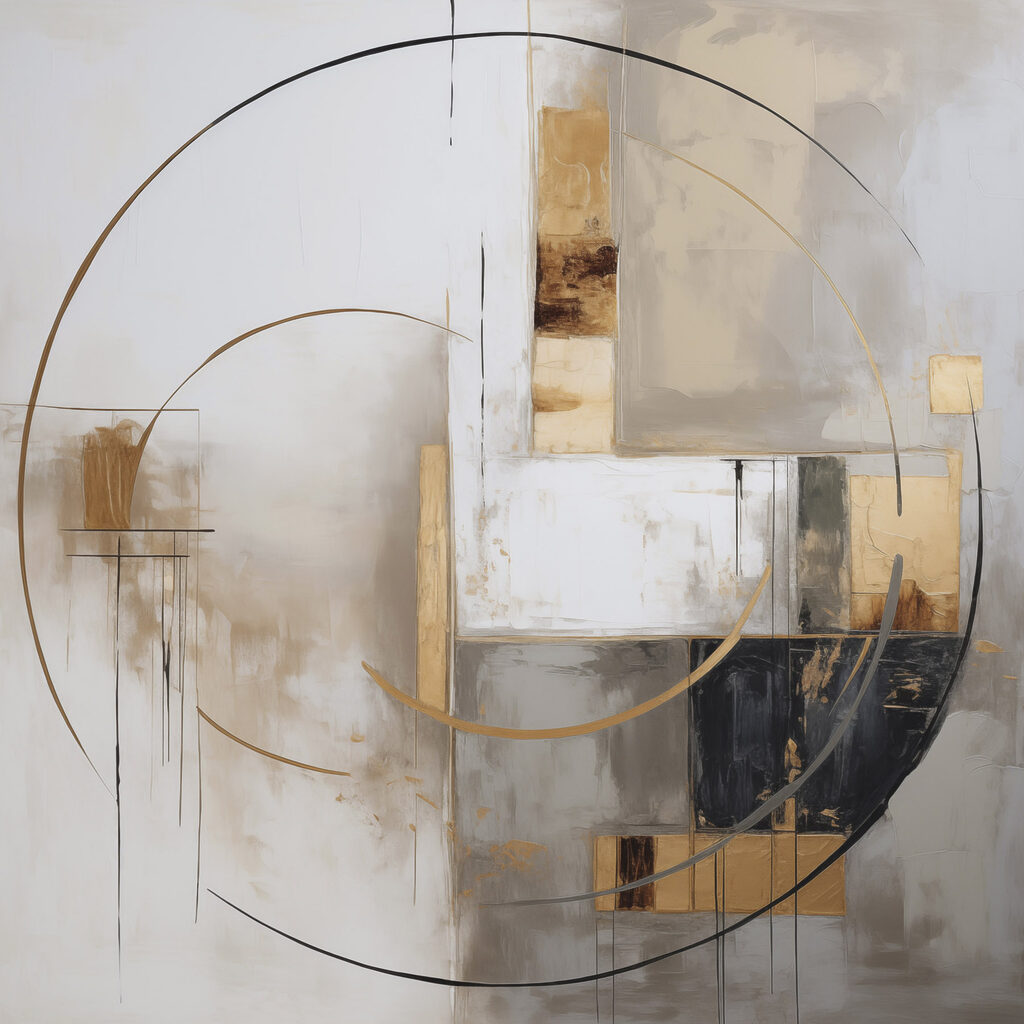 Painting of a circle and squares Painting of a circle and squares