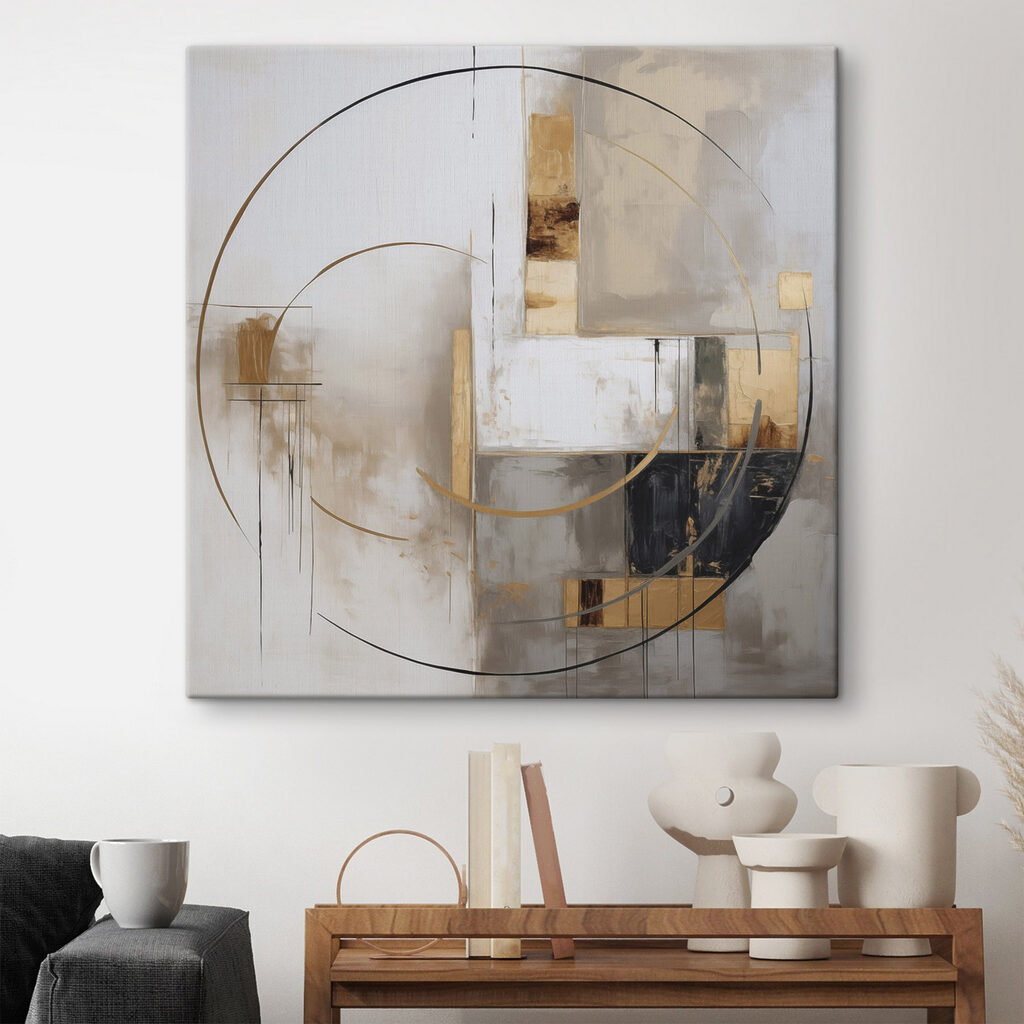 Painting of a circle and squares Painting of a circle and squares