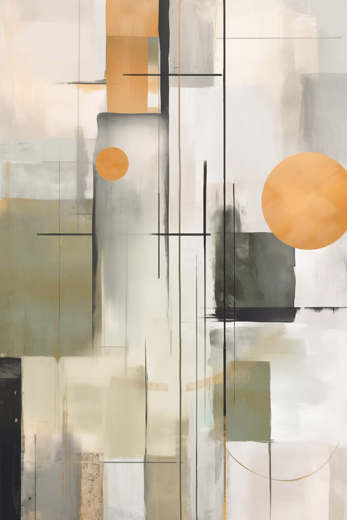 Painting of a white and grey art
