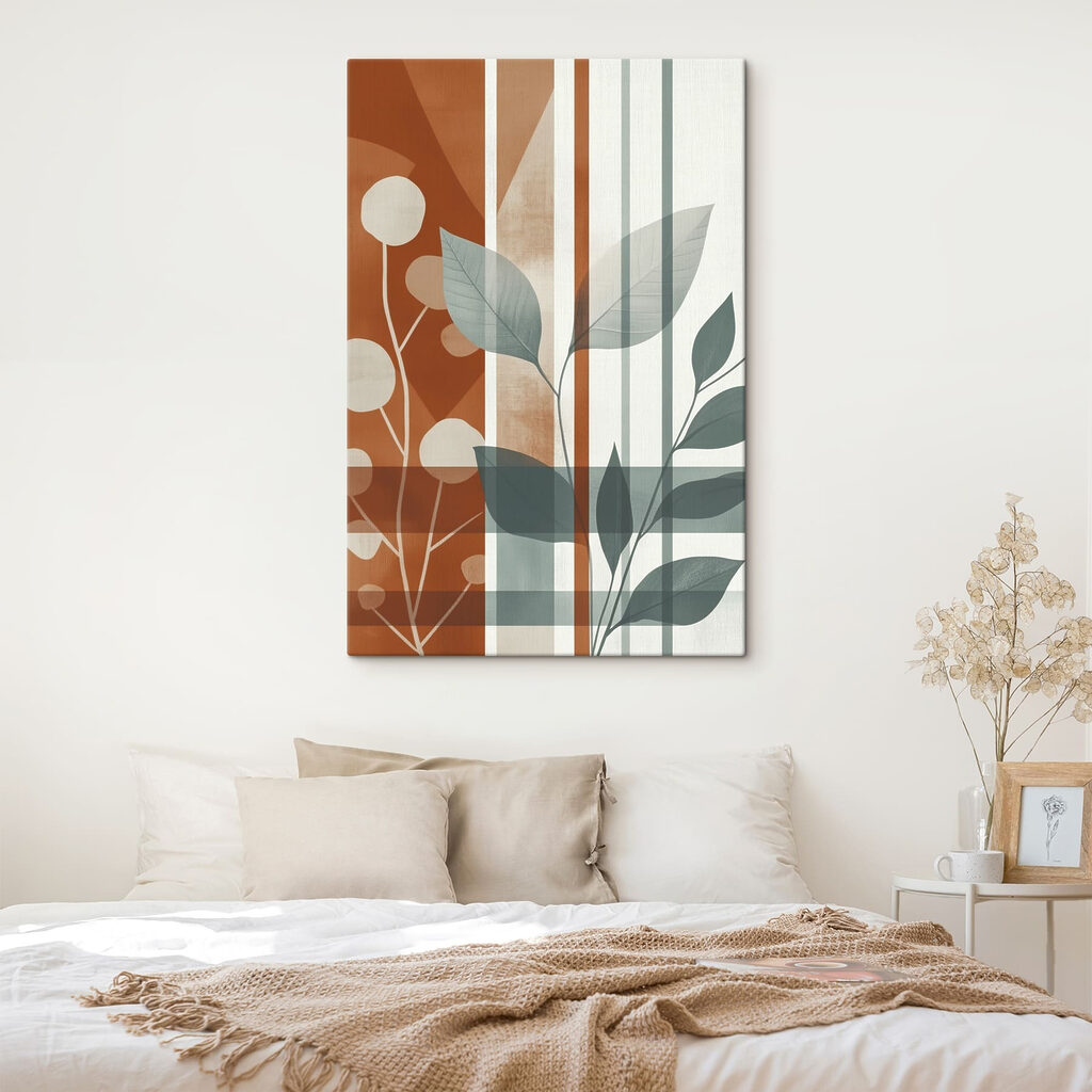 Artistic play of leaves and lines