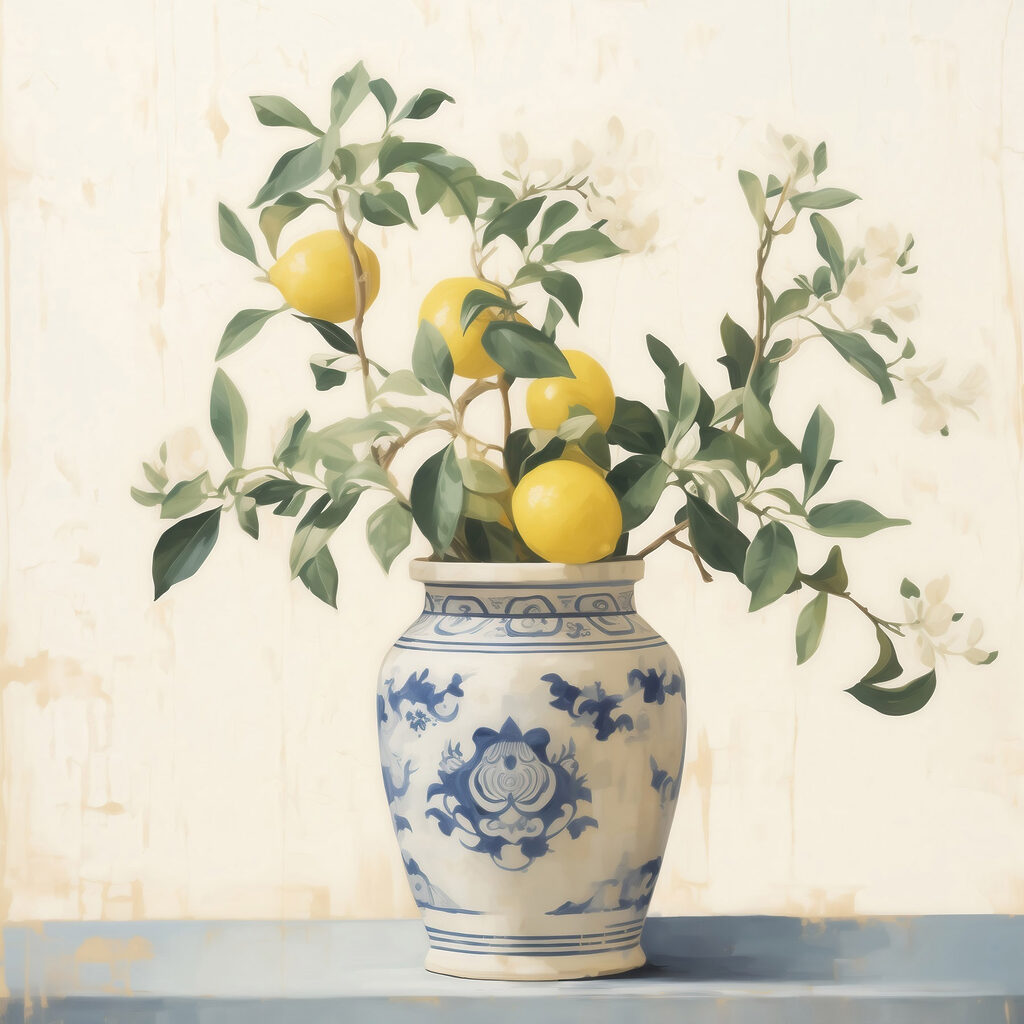 Vase with lemons in it Vase with lemons in it