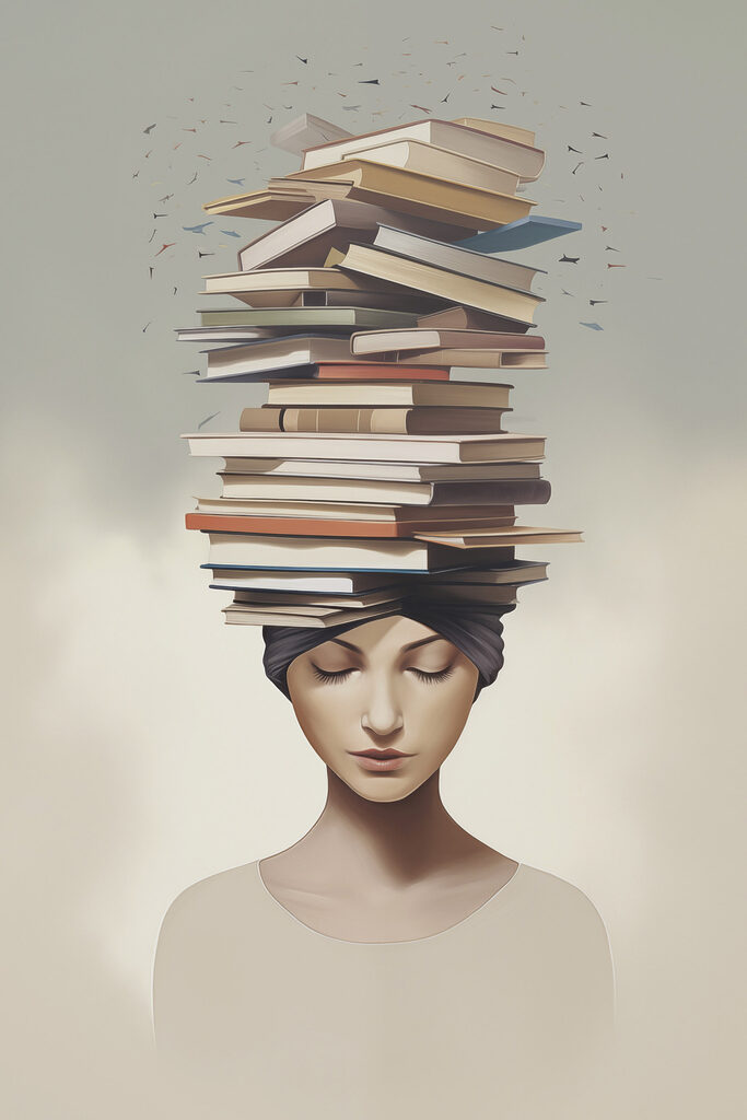 Woman with books on her head Woman with books on her head