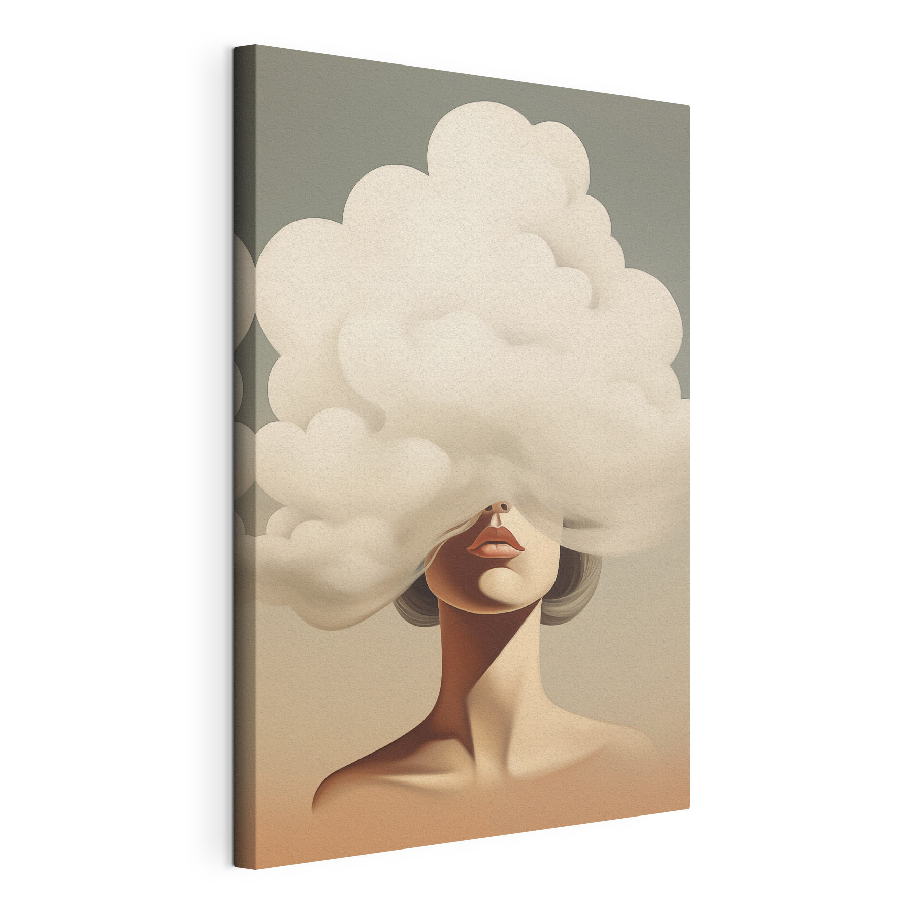 Woman with a cloud covering her face Woman with a cloud covering her face