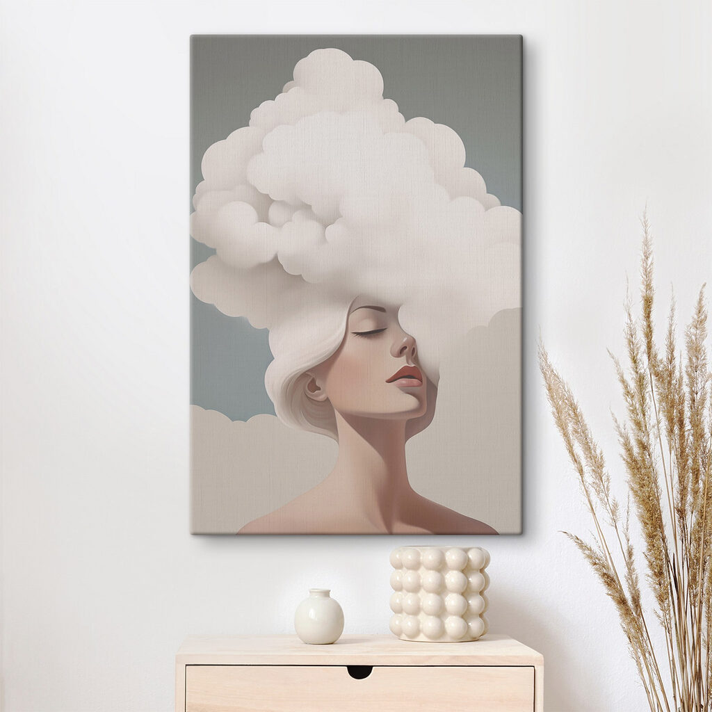 Woman with white hair and clouds in her hair Woman with white hair and clouds in her hair