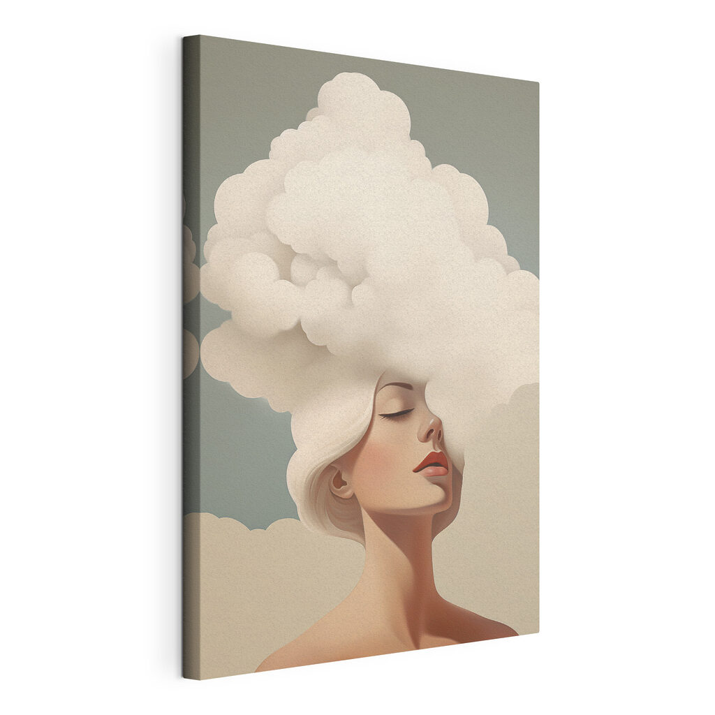 Woman with white hair and clouds in her hair Woman with white hair and clouds in her hair