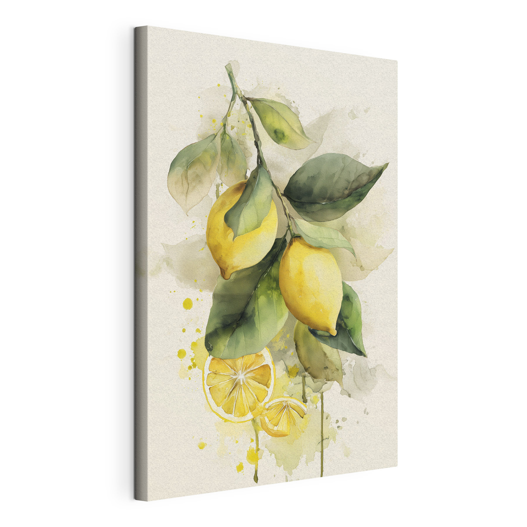Watercolor of lemons on a branch