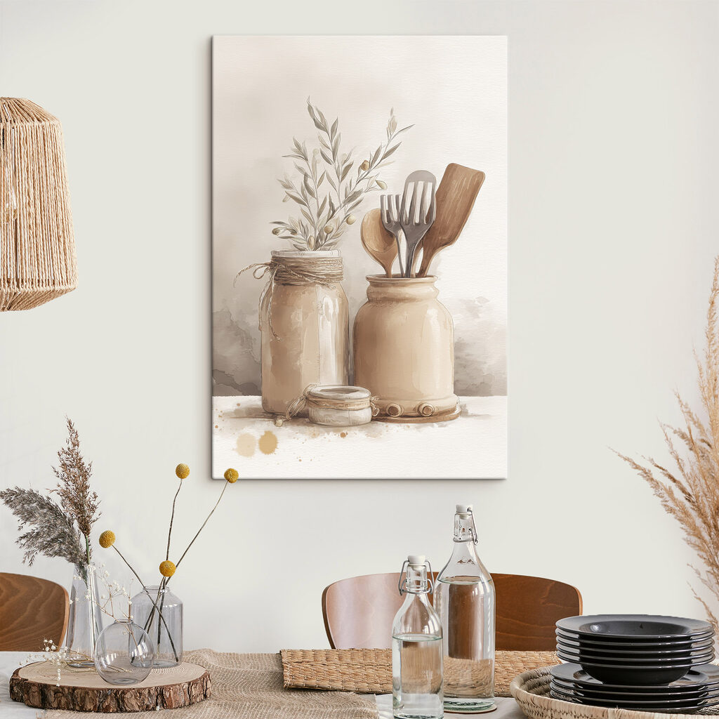 Painting of jars with utensils