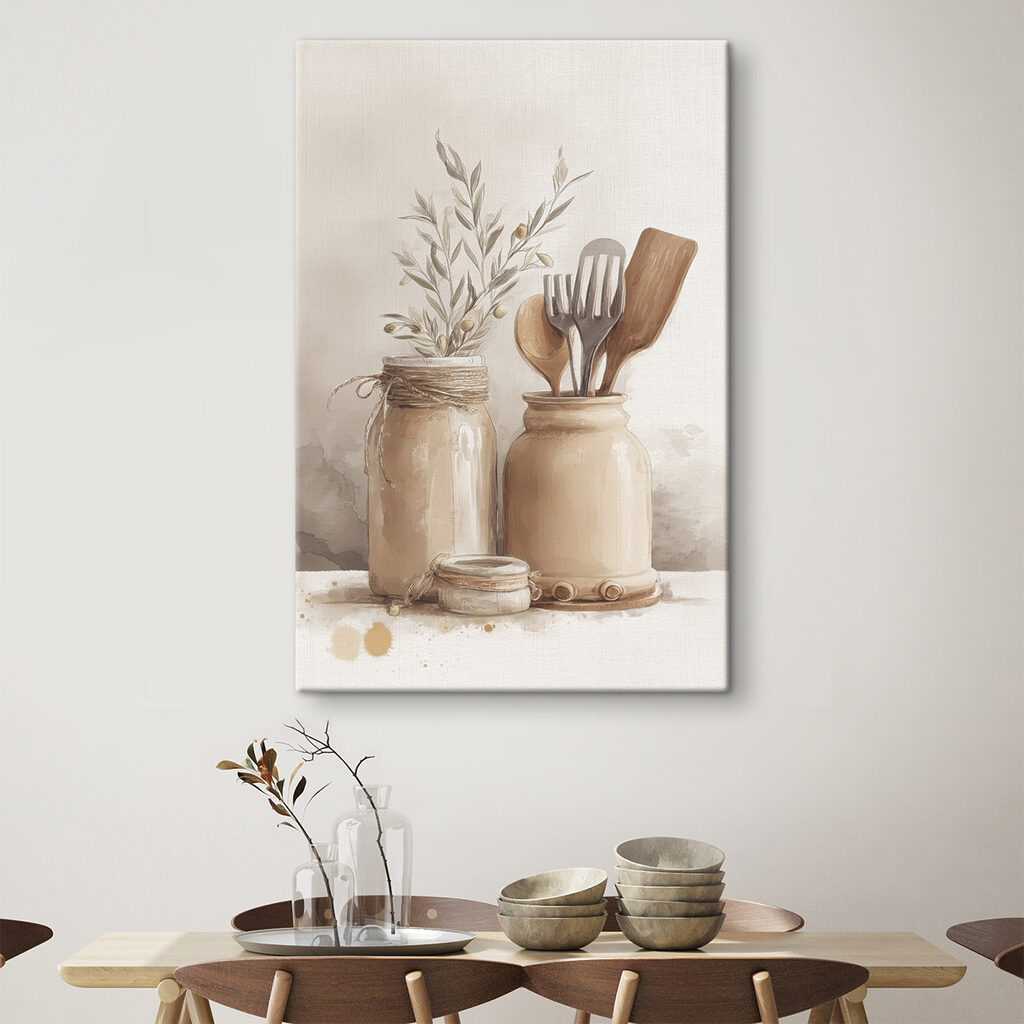 Painting of jars with utensils