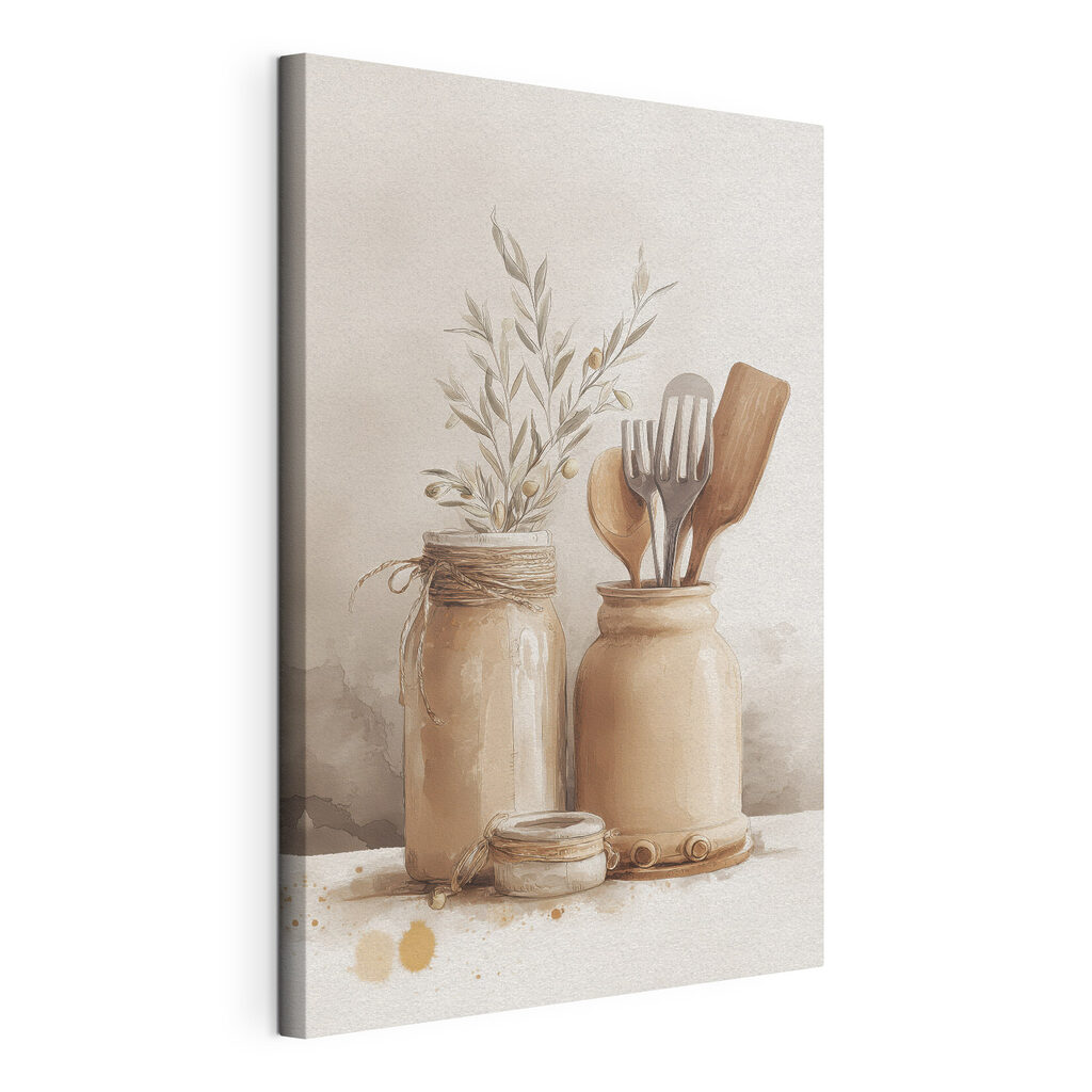 Painting of jars with utensils